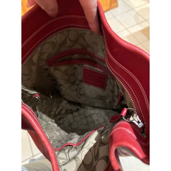 Vintage Coach Legacy XL Bucket Bag #9151 Red Leather Duffle Hobo Purse - Picture 14 of 14